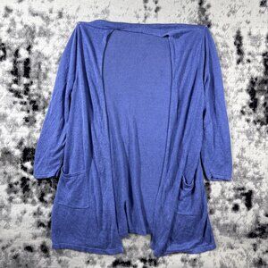 J Jill Cardigan‎ Womens Size Extra Large Blue Pockets Linen Lagenlook Minimalist